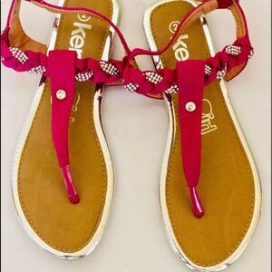 Kensie Girls Pink Bling Thong Sandals Big Girl’s 2